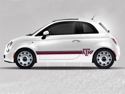 2013 Fiat 500-Pop NCAA Bodyside Graphic - Texas AM 82214161